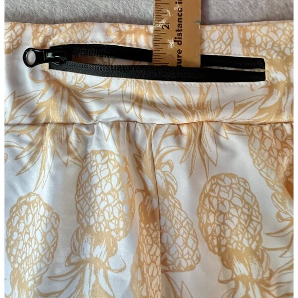 Pineapple Print Womens Joggers Shorts Medium Yellow & White Polyester Spandex - Picture 6 of 6